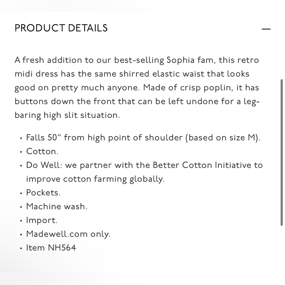 NWT Madewell Poplin Sophia Button-Front Midi  Neutral Dress, NH564, Size Medium - Picture 16 of 16